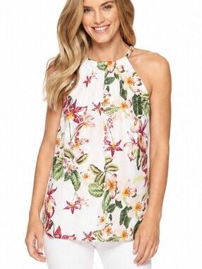 Tommy Bahama Le Tigre Orchid Silk Halter Top XS